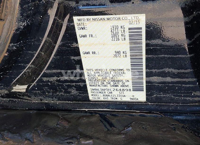 Photo 9 of 2015 Nissan Altima 2.5 S (VIN 1N4AL3AP3FC264898)