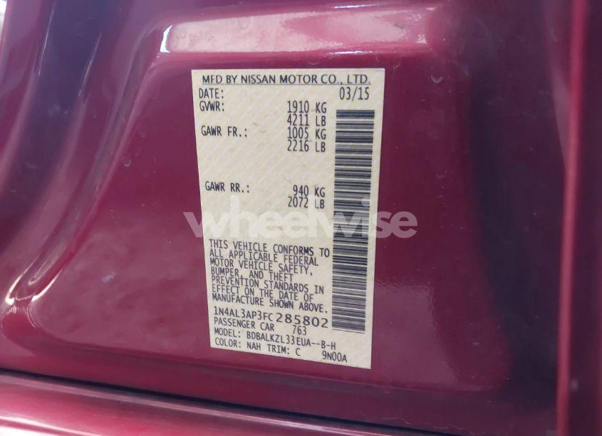 Photo 9 of 2015 Nissan Altima 2.5 SV (VIN 1N4AL3AP3FC285802)