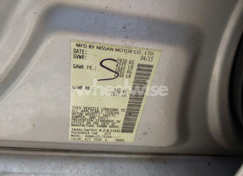 Photo 9 of 2015 Nissan Altima 2.5/2.5 S/2.5 SL/2.5 SV (VIN 1N4AL3AP3FC424200)