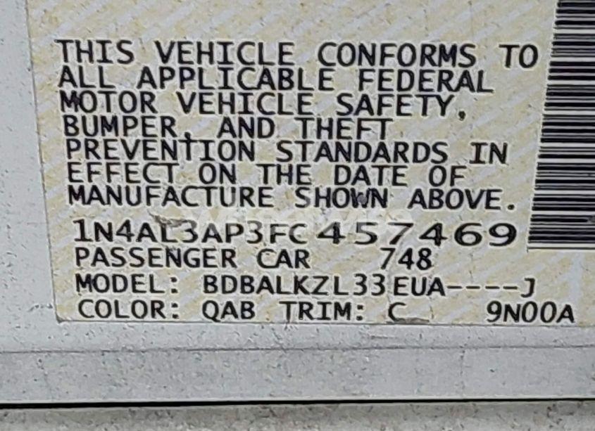 Photo 9 of 2015 Nissan Altima 2.5 SV (VIN 1N4AL3AP3FC457469)