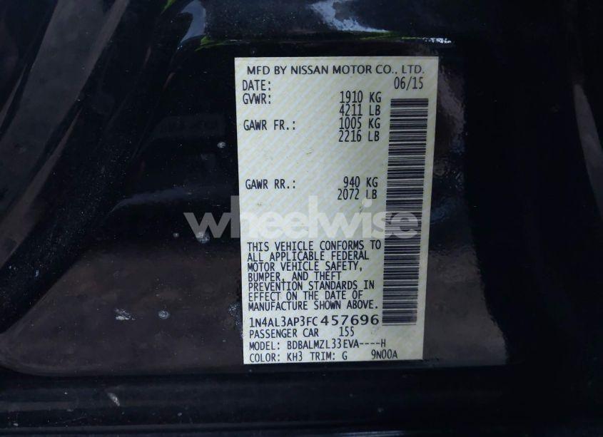 Photo 9 of 2015 Nissan Altima 2.5 SV (VIN 1N4AL3AP3FC457696)