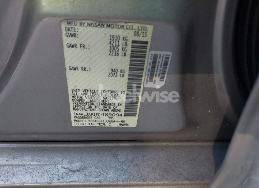 Photo 9 of 2015 Nissan Altima 2.5 S (VIN 1N4AL3AP3FC489094)