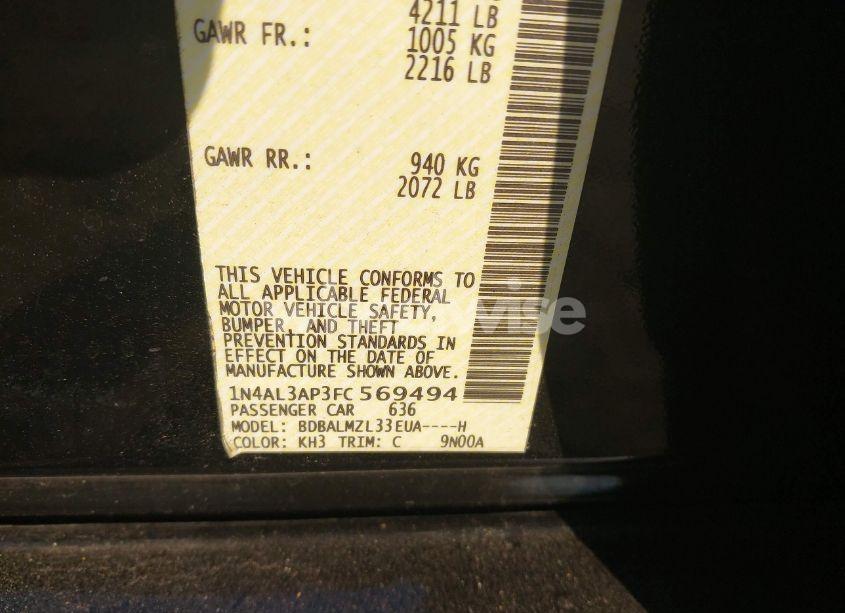 Photo 9 of 2015 Nissan Altima 2.5 SV (VIN 1N4AL3AP3FC569494)