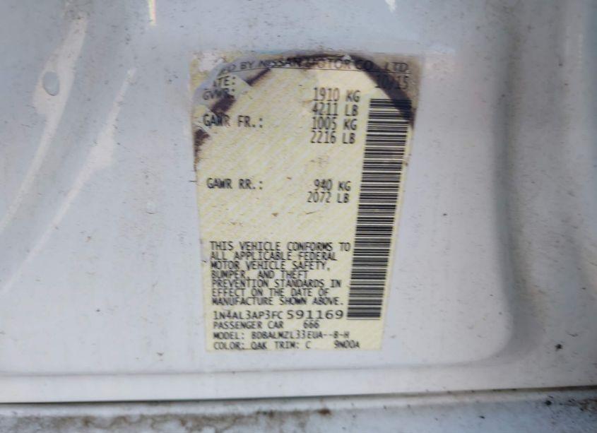 Photo 9 of 2015 Nissan Altima 2.5 SV (VIN 1N4AL3AP3FC591169)