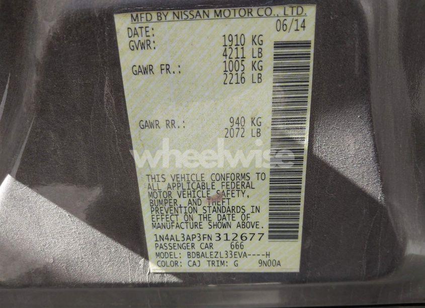 Photo 9 of 2015 Nissan Altima 2.5 S (VIN 1N4AL3AP3FN312677)