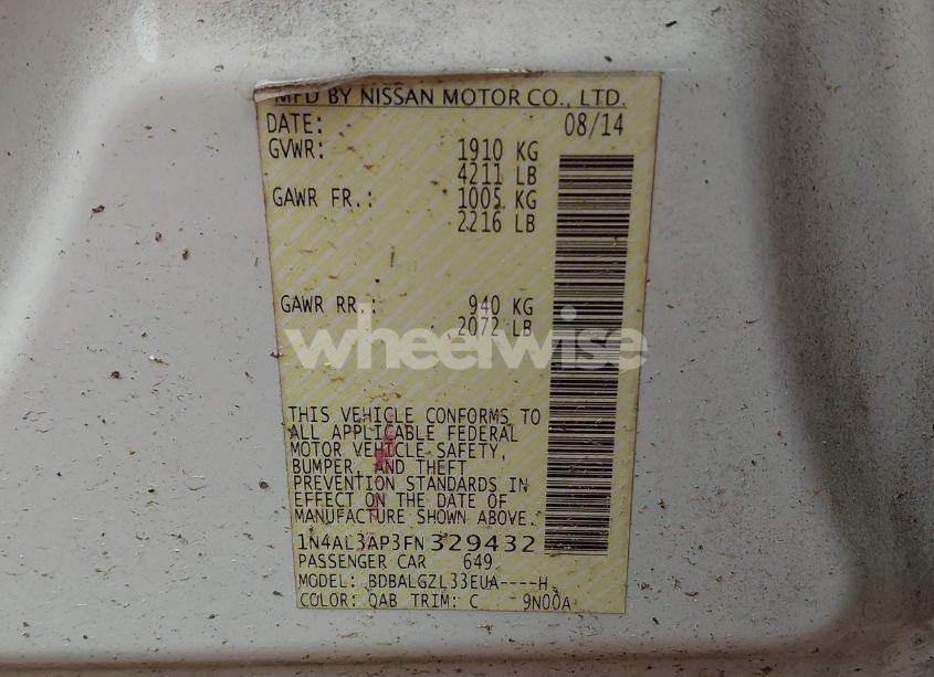 Photo 9 of 2015 Nissan Altima 2.5 S (VIN 1N4AL3AP3FN329432)