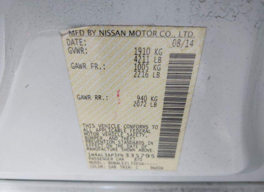 Photo 9 of 2015 Nissan Altima 2.5 S (VIN 1N4AL3AP3FN335795)