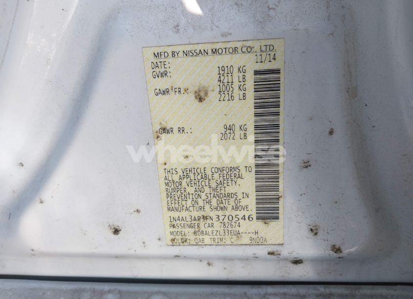 Photo 9 of 2015 Nissan Altima 2.5 S (VIN 1N4AL3AP3FN370546)