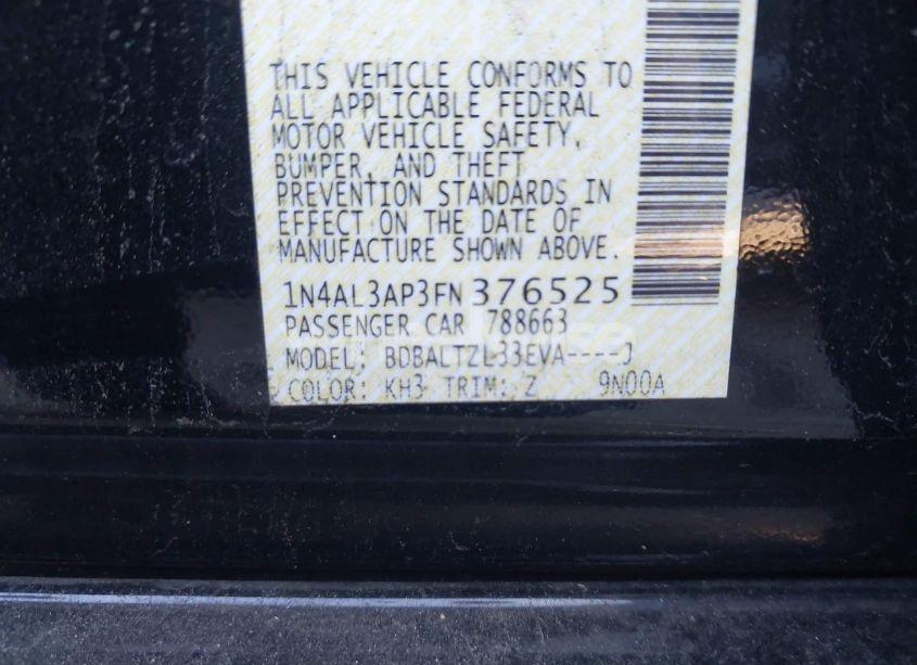 Photo 9 of 2015 Nissan Altima 2.5 SL (VIN 1N4AL3AP3FN376525)