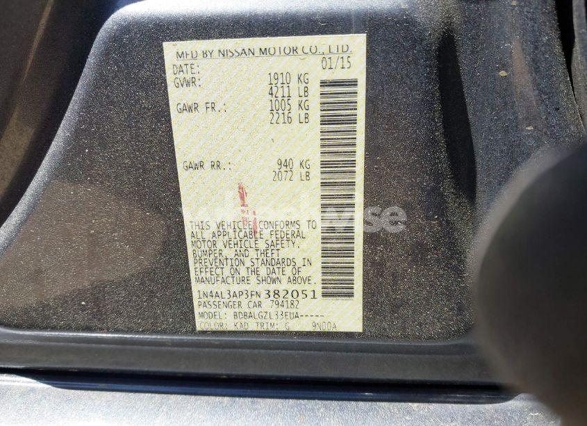 Photo 9 of 2015 Nissan Altima 2.5/2.5 S/2.5 SL/2.5 SV (VIN 1N4AL3AP3FN382051)