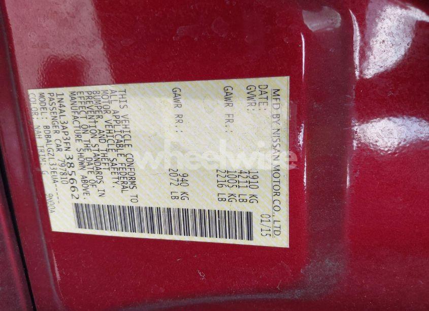 Photo 9 of 2015 Nissan Altima 2.5/2.5 S/2.5 SL/2.5 SV (VIN 1N4AL3AP3FN385662)