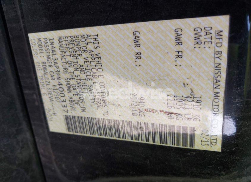 Photo 9 of 2015 Nissan Altima 2.5 S (VIN 1N4AL3AP3FN400337)