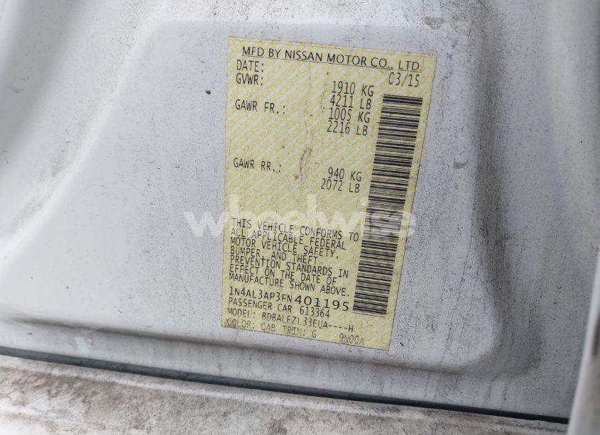 Photo 9 of 2015 Nissan Altima 2.5 S (VIN 1N4AL3AP3FN401195)