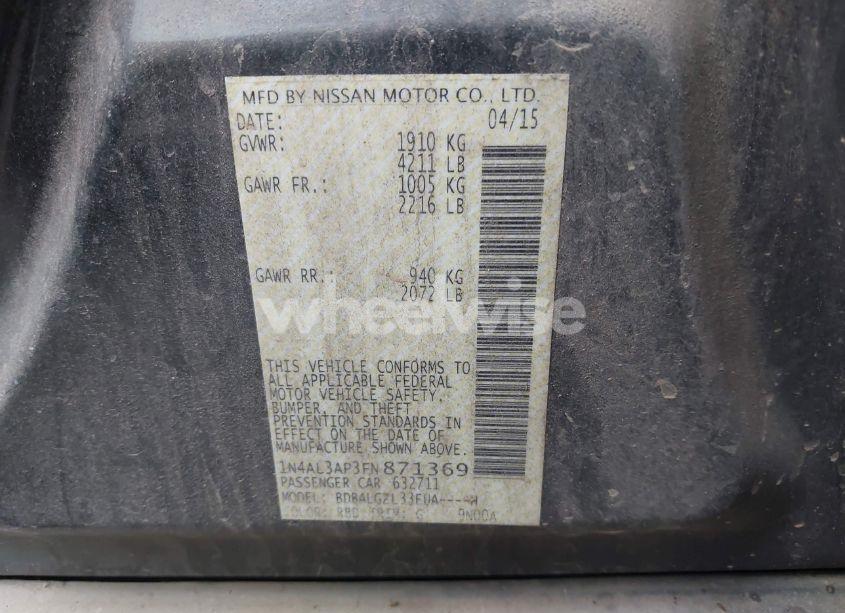 Photo 9 of 2015 Nissan Altima 2.5 S (VIN 1N4AL3AP3FN871369)