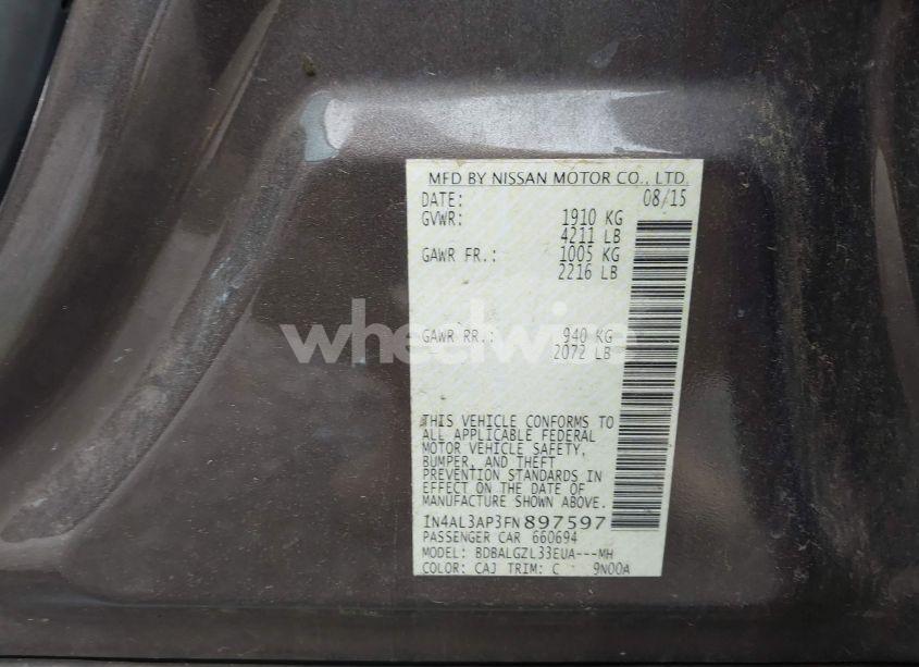 Photo 9 of 2015 Nissan Altima 2.5 S (VIN 1N4AL3AP3FN897597)