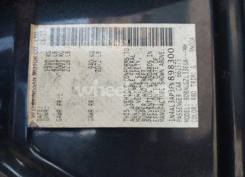 Photo 9 of 2015 Nissan Altima 2.5 S (VIN 1N4AL3AP3FN898300)