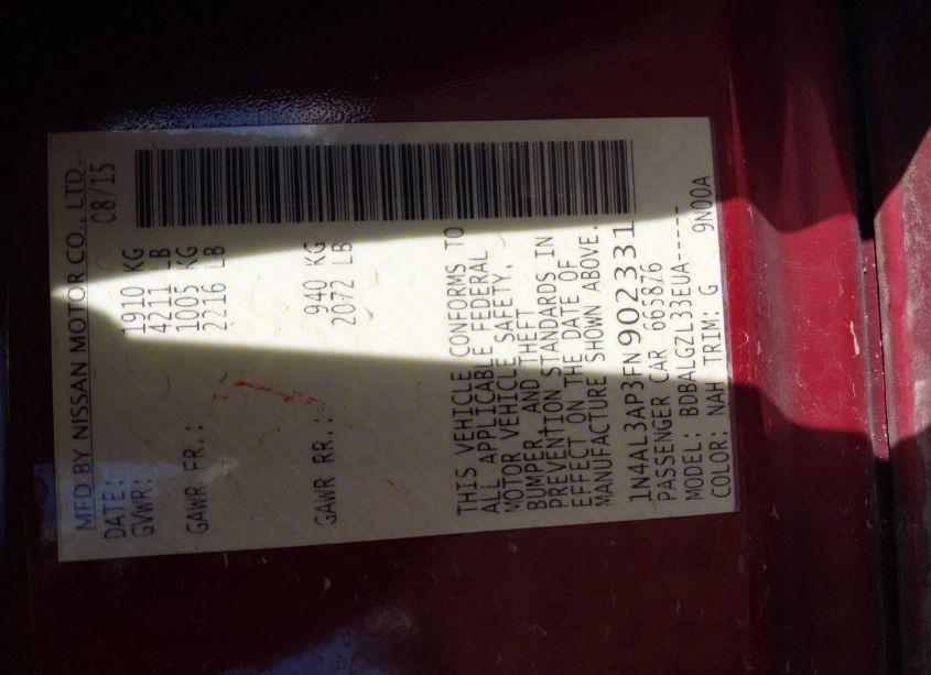 Photo 9 of 2015 Nissan Altima 2.5/2.5 S/2.5 SL/2.5 SV (VIN 1N4AL3AP3FN902331)