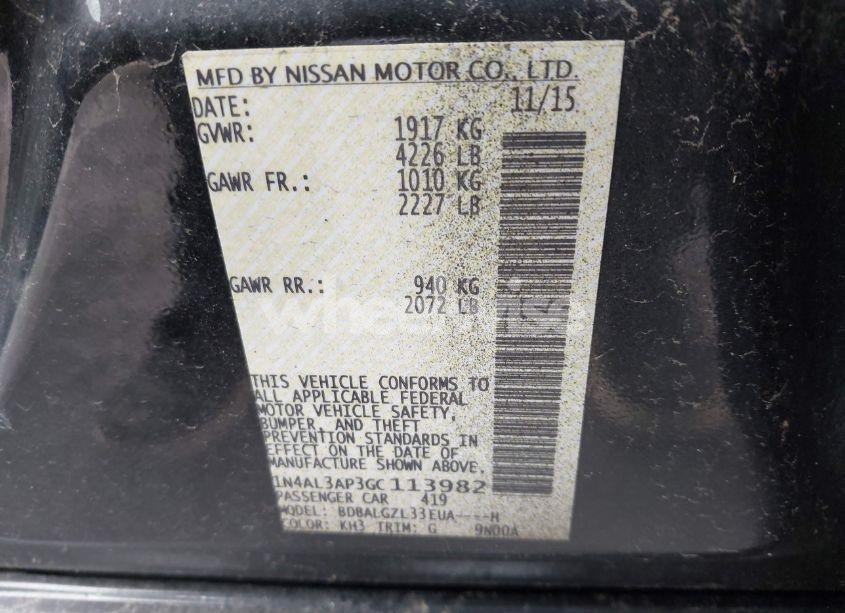 Photo 9 of 2016 Nissan Altima 2.5 S (VIN 1N4AL3AP3GC113982)