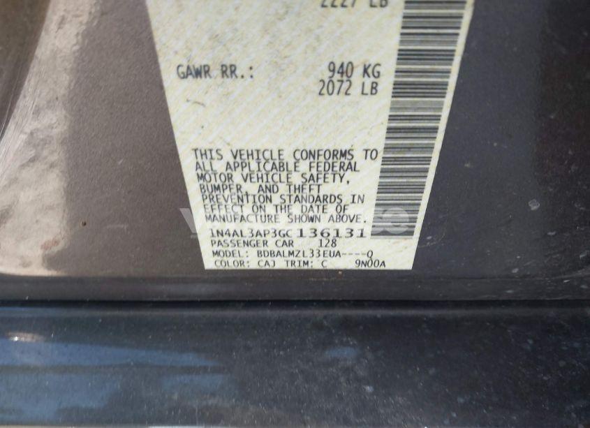 Photo 9 of 2016 Nissan Altima 2.5/2.5 S/2.5 SL/2.5 SR/2.5 SV (VIN 1N4AL3AP3GC136131)