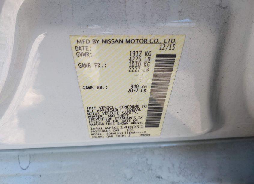 Photo 9 of 2016 Nissan Altima 2.5 SR (VIN 1N4AL3AP3GC140051)