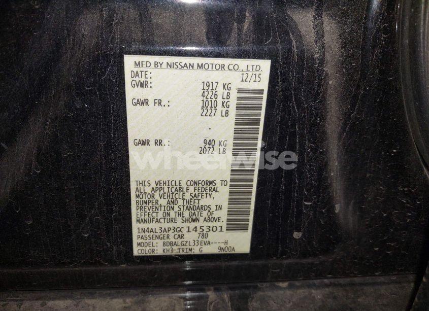 Photo 9 of 2016 Nissan Altima 2.5 S (VIN 1N4AL3AP3GC145301)