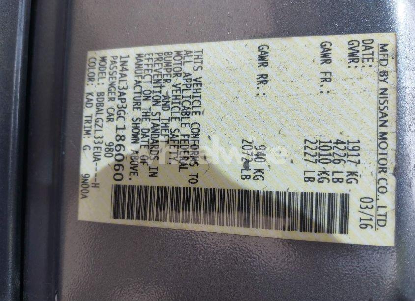 Photo 9 of 2016 Nissan Altima 2.5 S (VIN 1N4AL3AP3GC186060)