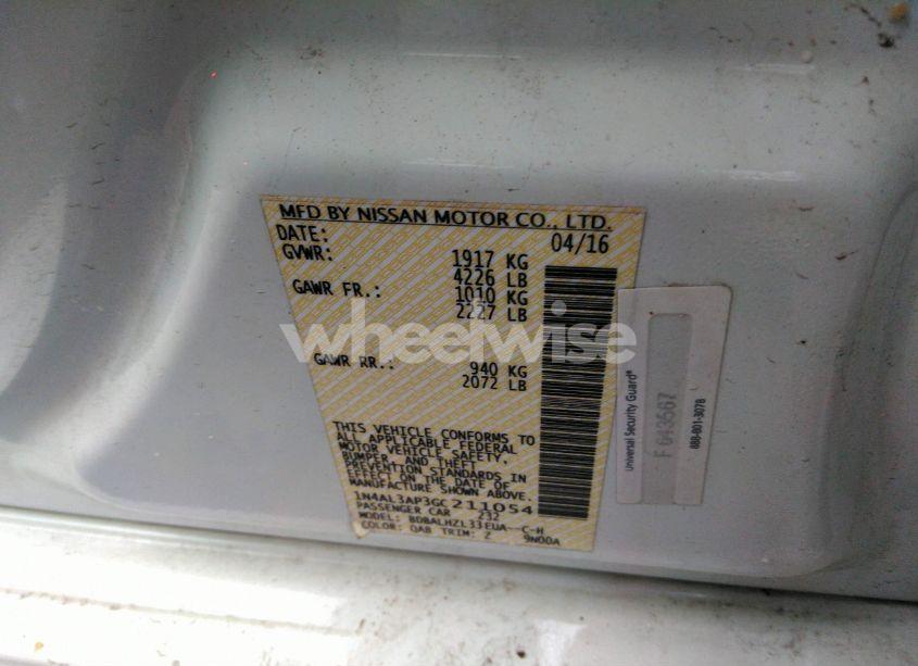 Photo 9 of 2016 Nissan Altima 2.5 SR (VIN 1N4AL3AP3GC211054)