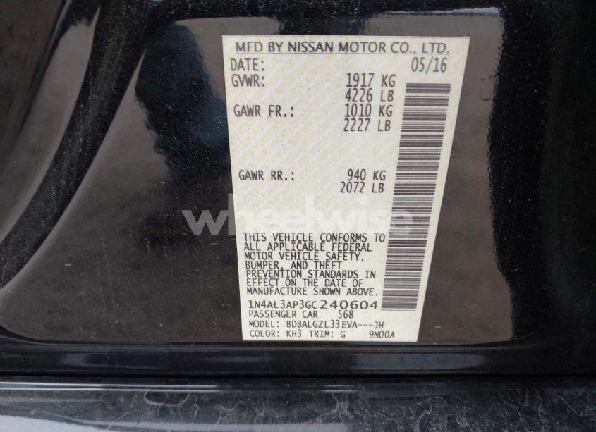 Photo 9 of 2016 Nissan Altima 2.5 S (VIN 1N4AL3AP3GC240604)