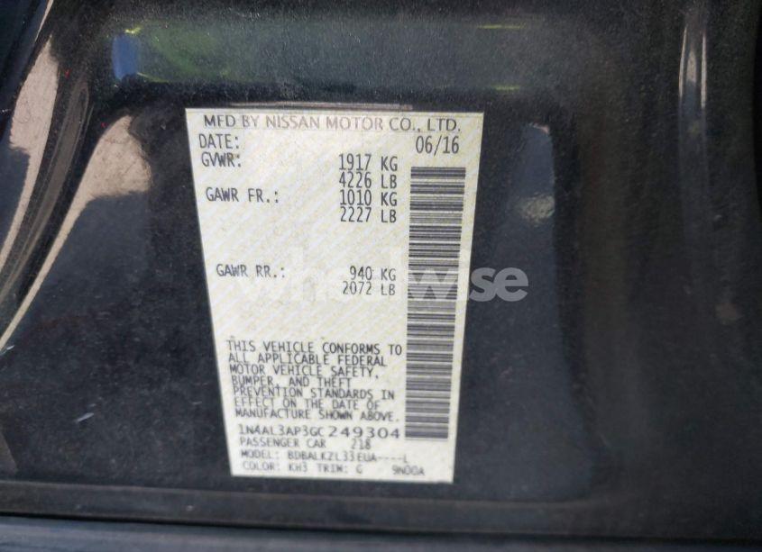 Photo 9 of 2016 Nissan Altima 2.5 SV (VIN 1N4AL3AP3GC249304)