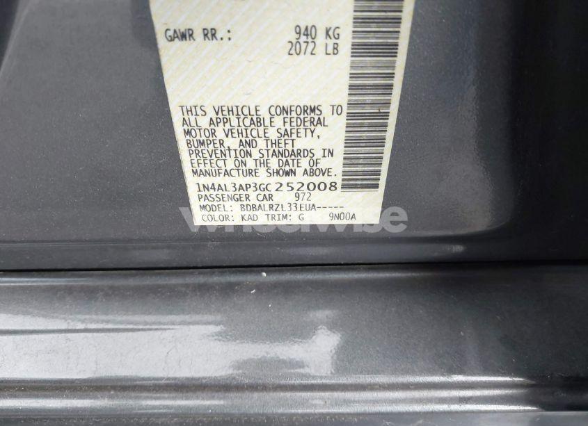 Photo 9 of 2016 Nissan Altima 2.5/S/SV/SL/SR (VIN 1N4AL3AP3GC252008)