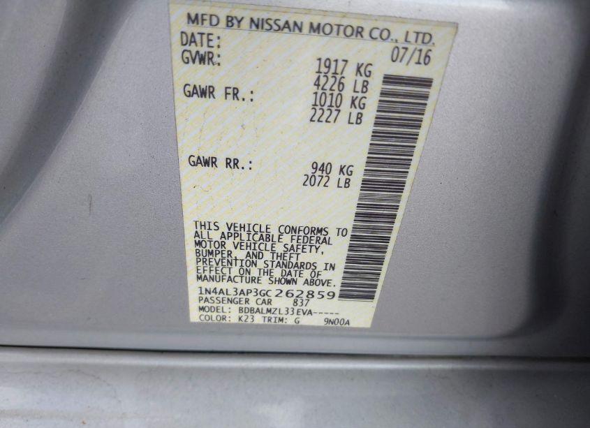 Photo 9 of 2016 Nissan Altima 2.5 SV (VIN 1N4AL3AP3GC262859)