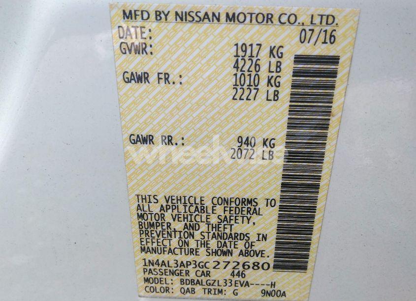 Photo 9 of 2016 Nissan Altima 2.5 S (VIN 1N4AL3AP3GC272680)