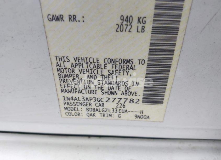 Photo 9 of 2016 Nissan Altima 2.5 S (VIN 1N4AL3AP3GC277782)