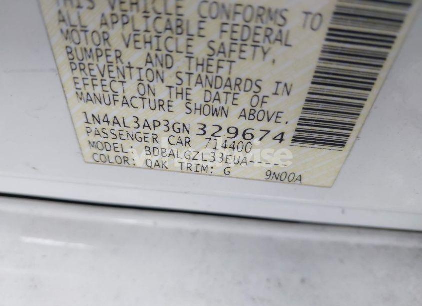 Photo 9 of 2016 Nissan Altima 2.5/2.5 S/2.5 SL/2.5 SR/2.5 SV (VIN 1N4AL3AP3GN329674)