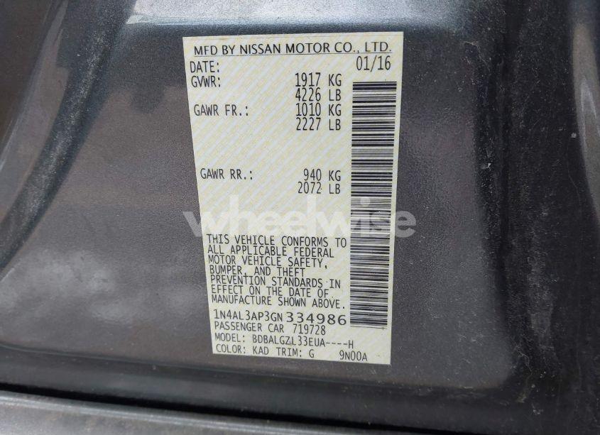 Photo 9 of 2016 Nissan Altima 2.5 S (VIN 1N4AL3AP3GN334986)