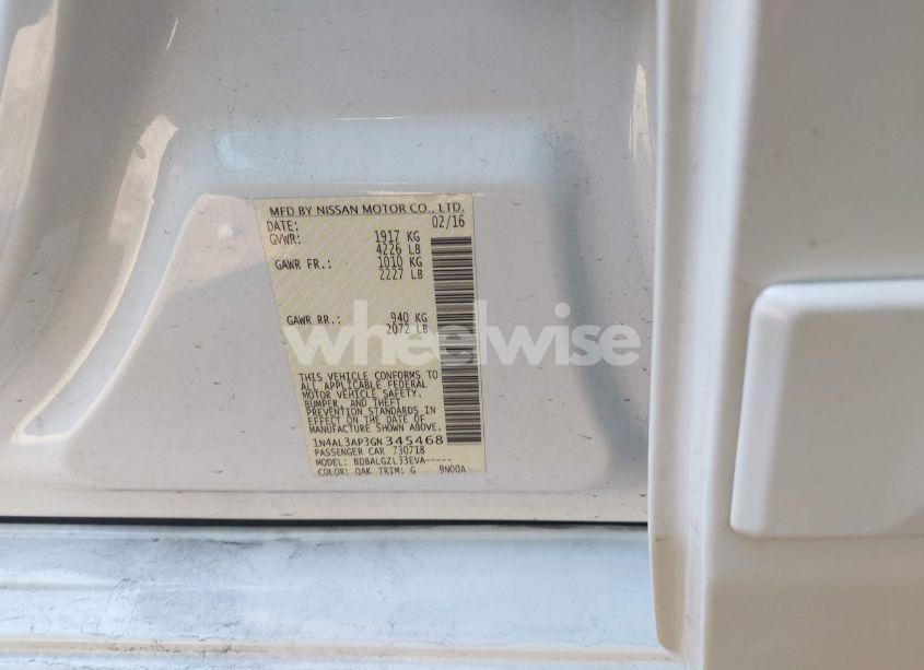 Photo 9 of 2016 Nissan Altima 2.5 S (VIN 1N4AL3AP3GN345468)