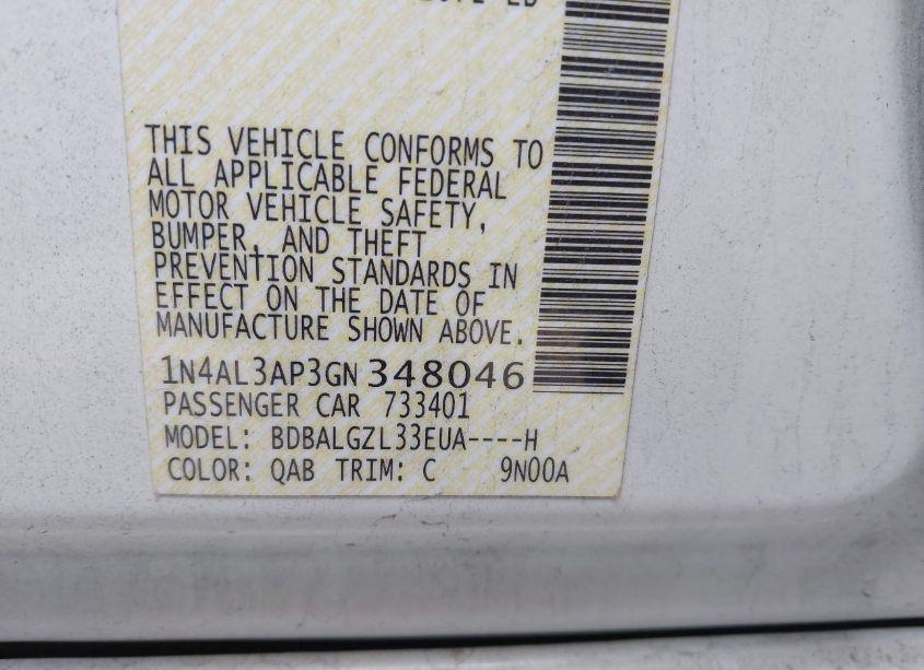 Photo 9 of 2016 Nissan Altima 2.5 S (VIN 1N4AL3AP3GN348046)