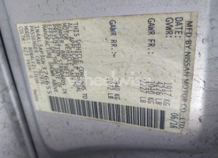 Photo 9 of 2016 Nissan Altima 2.5/2.5 S/2.5 SL/2.5 SR/2.5 SV (VIN 1N4AL3AP3GN376655)