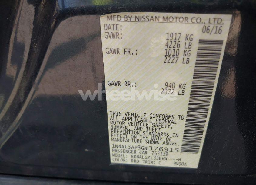 Photo 9 of 2016 Nissan Altima 2.5 S (VIN 1N4AL3AP3GN376915)