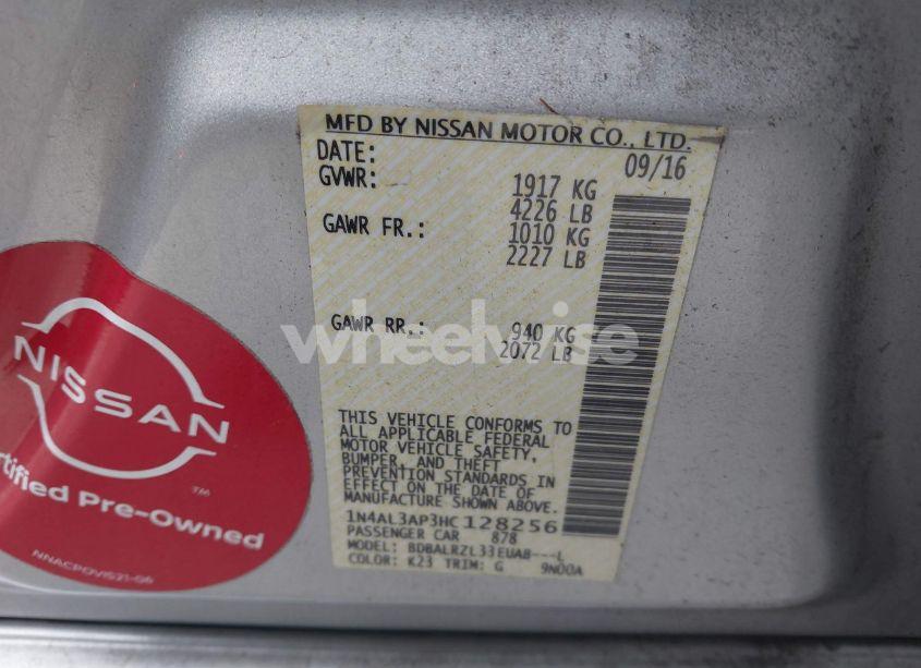 Photo 9 of 2017 Nissan Altima 2.5 SL (VIN 1N4AL3AP3HC128256)