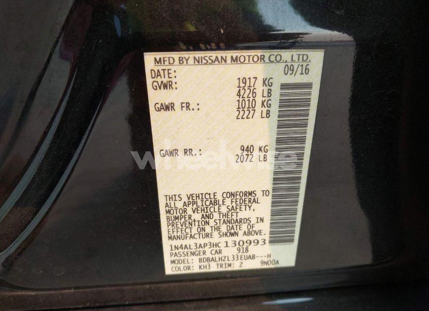 Photo 9 of 2017 Nissan Altima 2.5 SR (VIN 1N4AL3AP3HC130993)