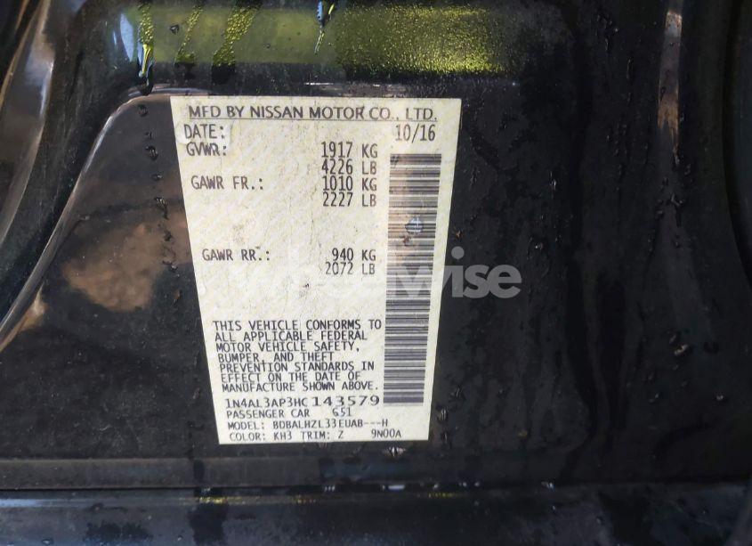 Photo 9 of 2017 Nissan Altima 2.5 SR (VIN 1N4AL3AP3HC143579)