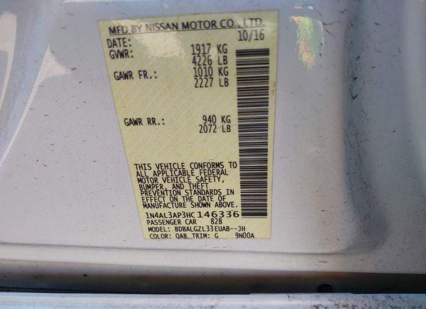 Photo 9 of 2017 Nissan Altima 2.5 S (VIN 1N4AL3AP3HC146336)