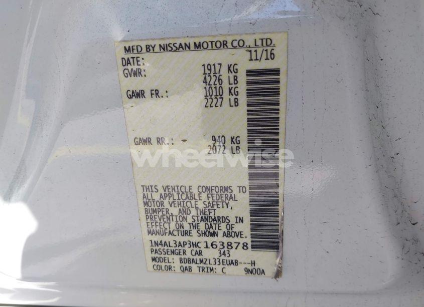 Photo 9 of 2017 Nissan Altima 2.5 SV (VIN 1N4AL3AP3HC163878)