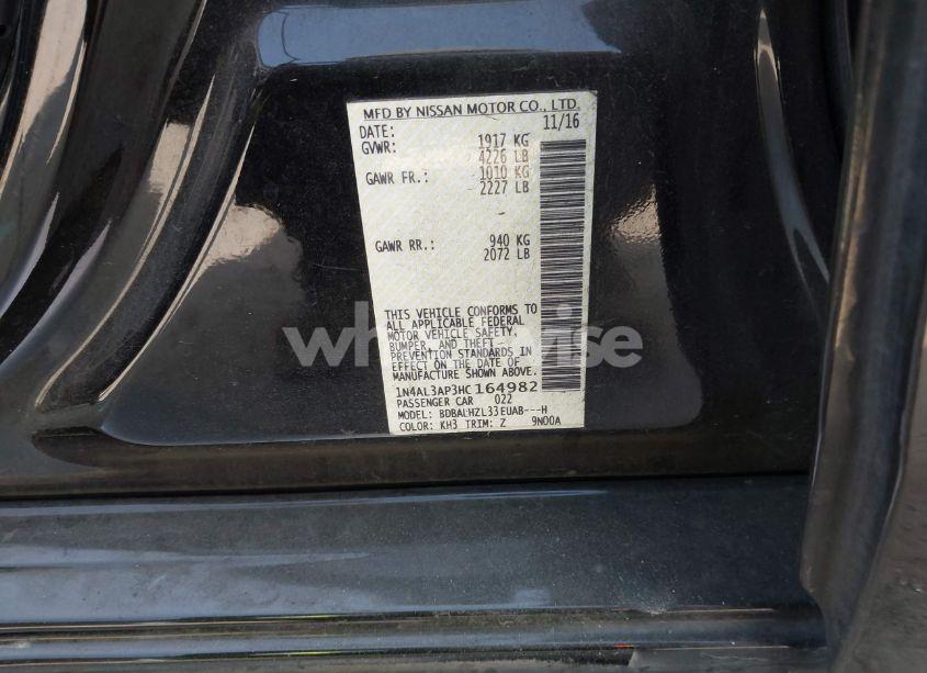 Photo 9 of 2017 Nissan Altima 2.5 SR (VIN 1N4AL3AP3HC164982)