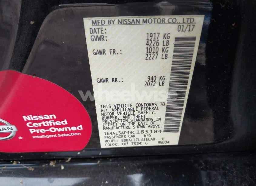 Photo 9 of 2017 Nissan Altima 2.5 SV (VIN 1N4AL3AP3HC185184)