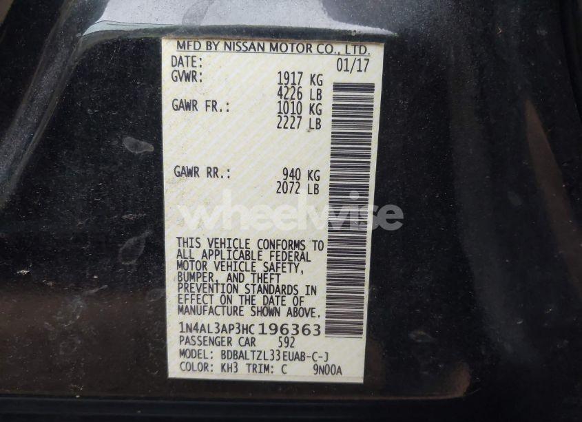 Photo 9 of 2017 Nissan Altima 2.5 SL (VIN 1N4AL3AP3HC196363)