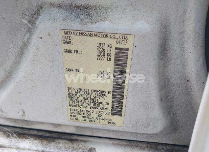 Photo 9 of 2017 Nissan Altima 2.5 S (VIN 1N4AL3AP3HC237252)