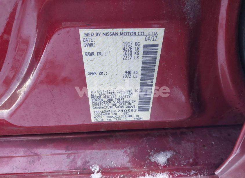 Photo 9 of 2017 Nissan Altima 2.5 S (VIN 1N4AL3AP3HC240393)