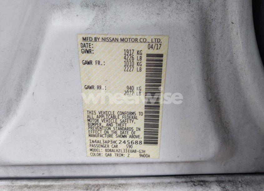 Photo 9 of 2017 Nissan Altima 2.5 SR (VIN 1N4AL3AP3HC245688)